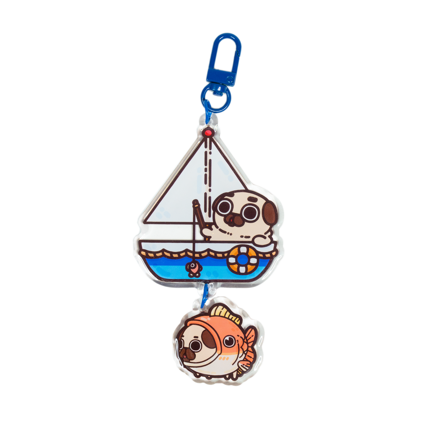 Gone Fishing Puglie Acrylic Keychain