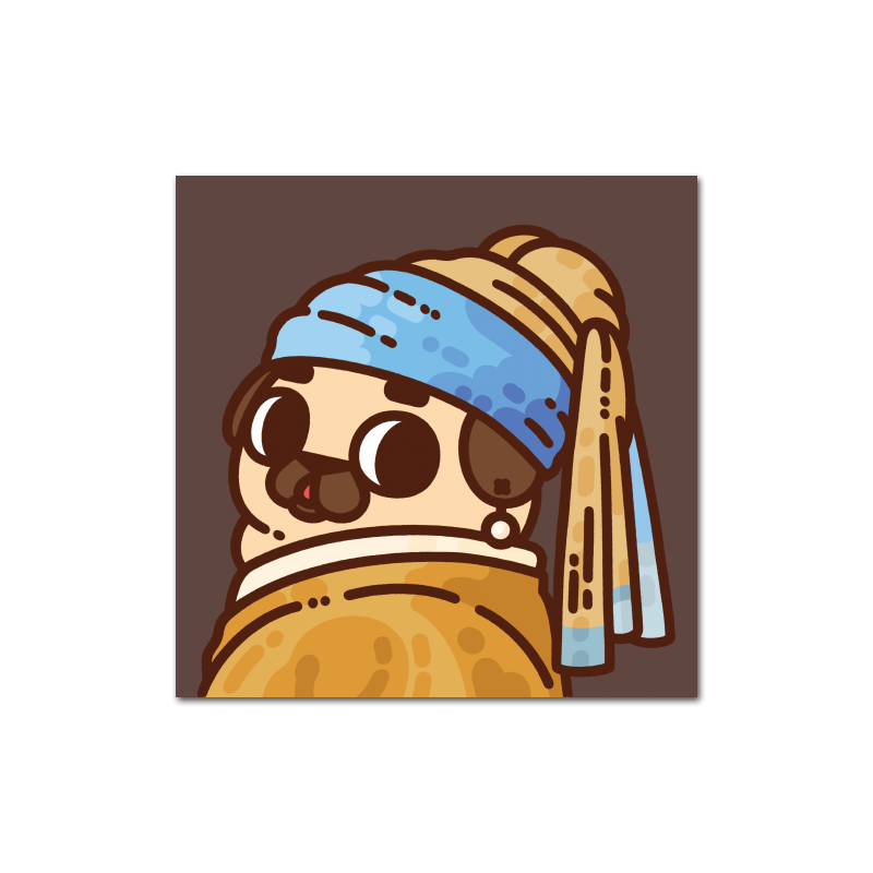 Pug with a Pearl Earring Poster