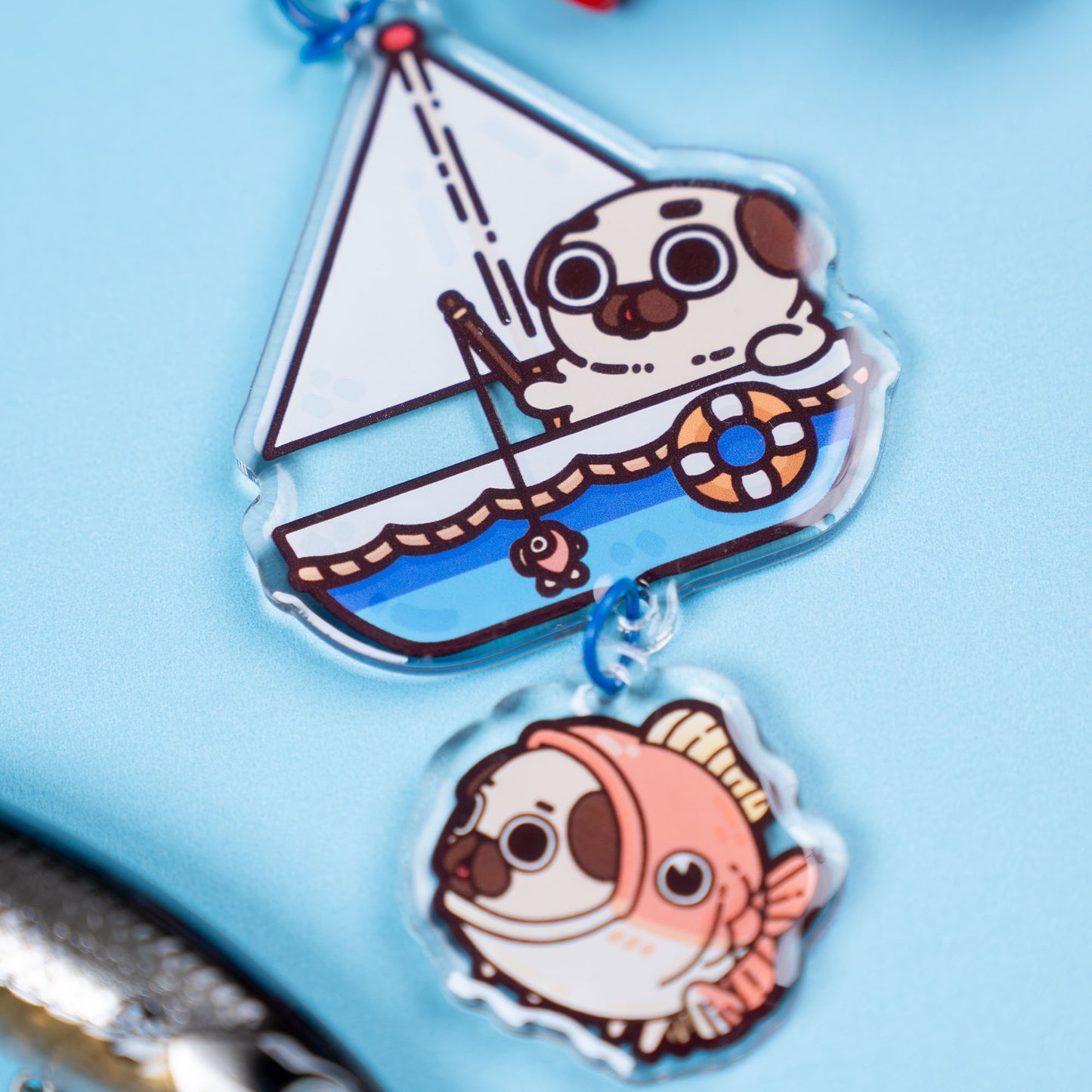 Gone Fishing Puglie Acrylic Keychain