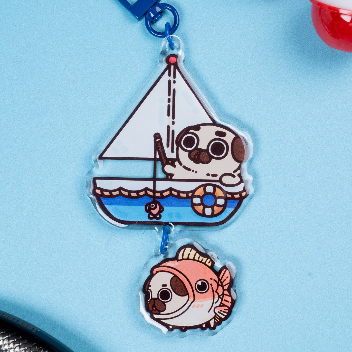Gone Fishing Puglie Acrylic Keychain