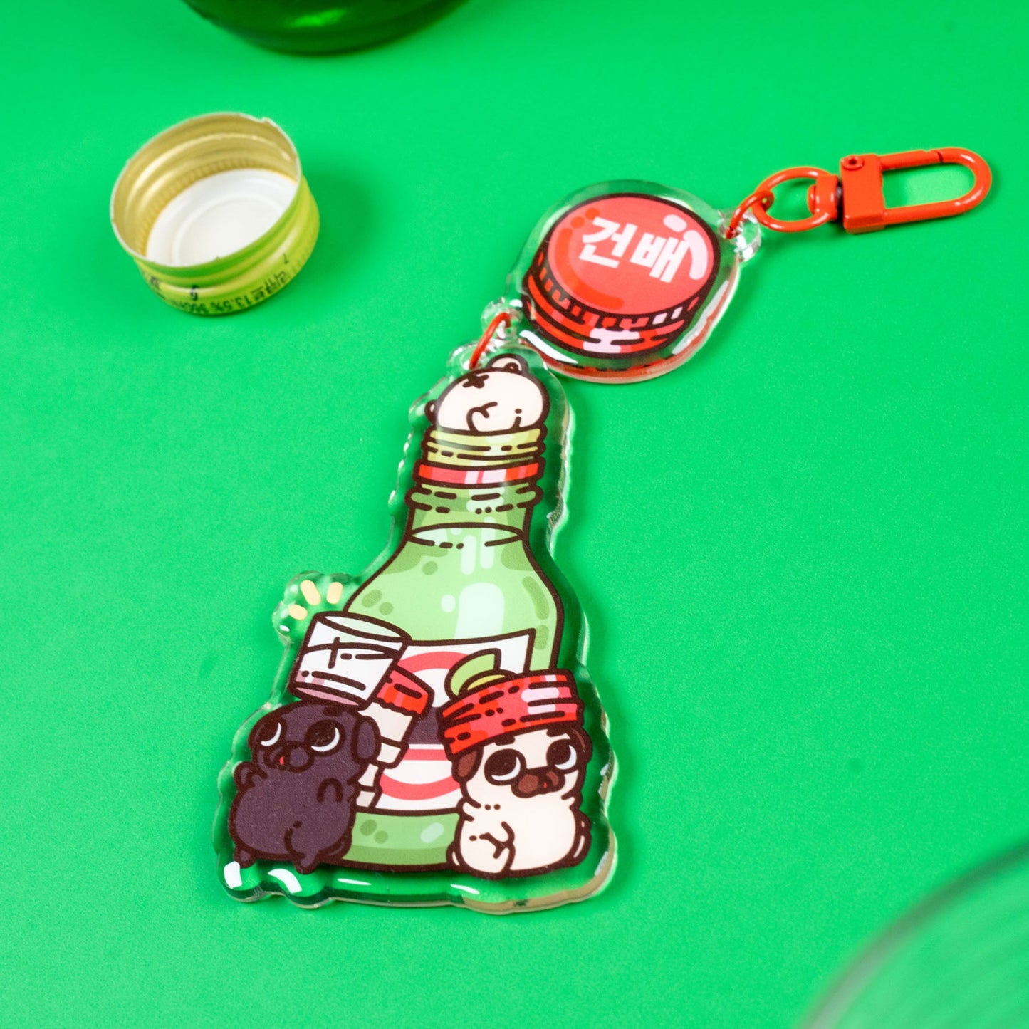 Soju Shot Mini Puglies Acrylic Keychain