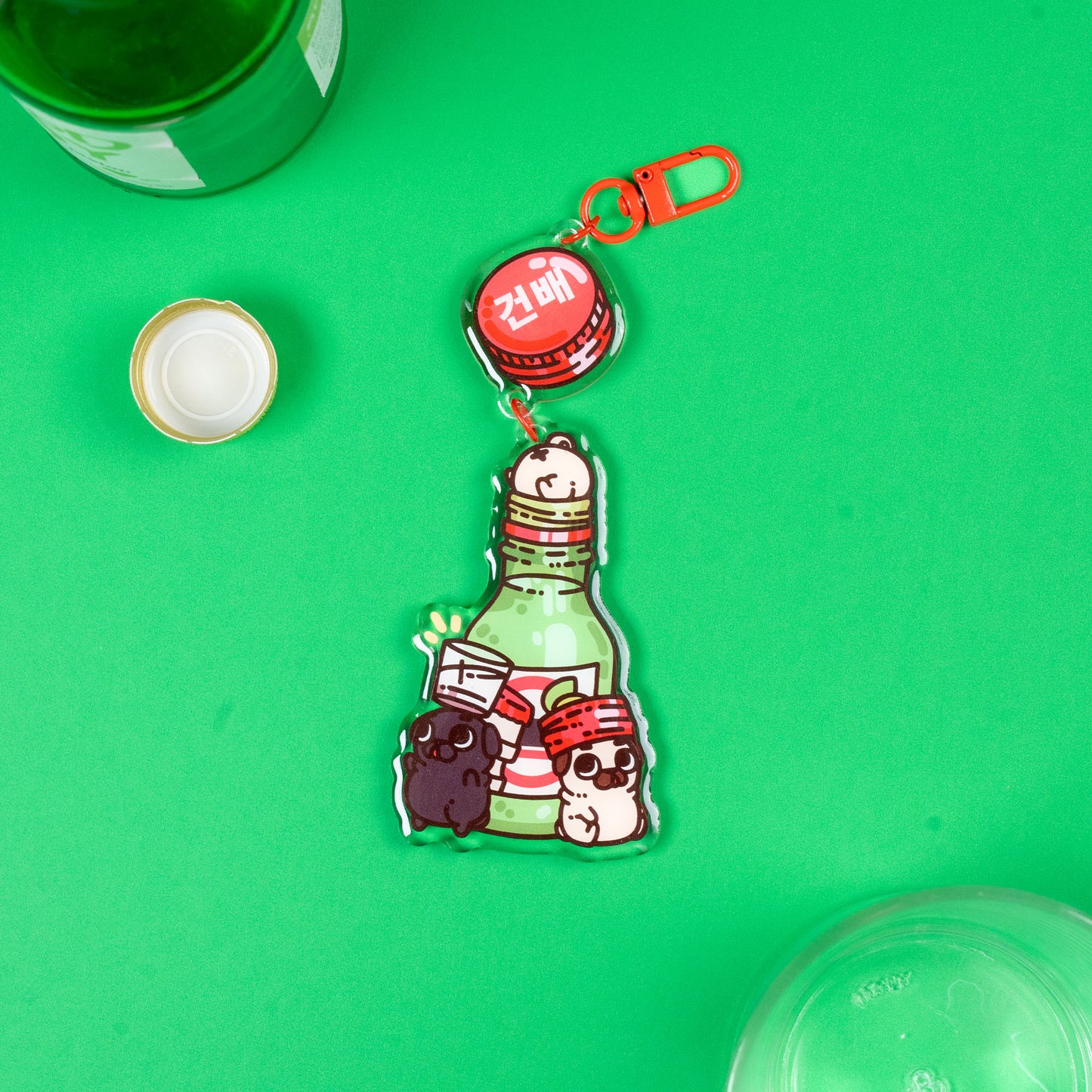 Soju Shot Mini Puglies Acrylic Keychain
