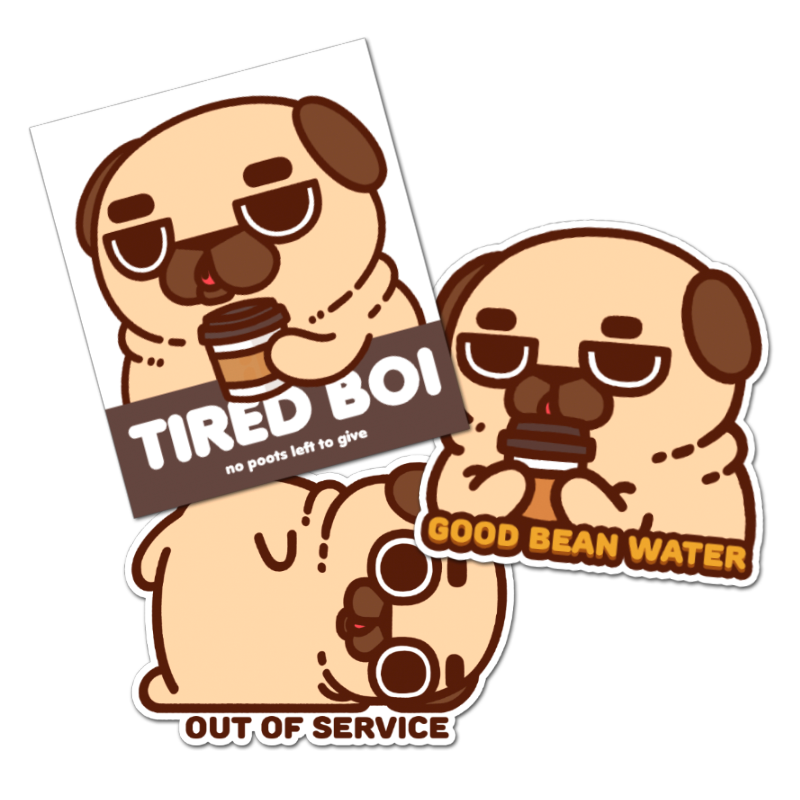 "Tired Boi Set" Sticker Pack