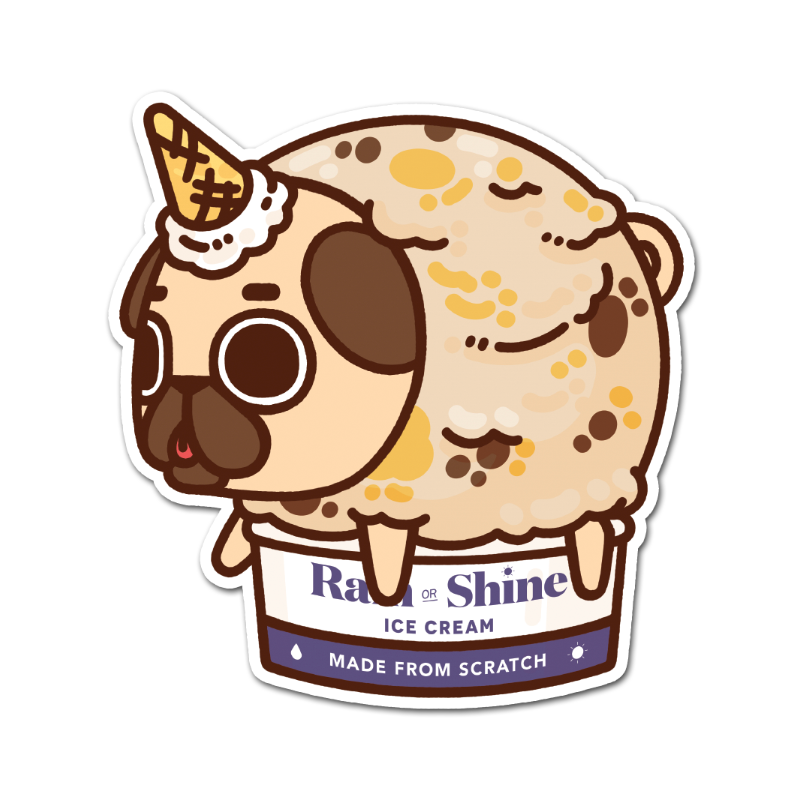 Rain or Shine Puglie Sticker