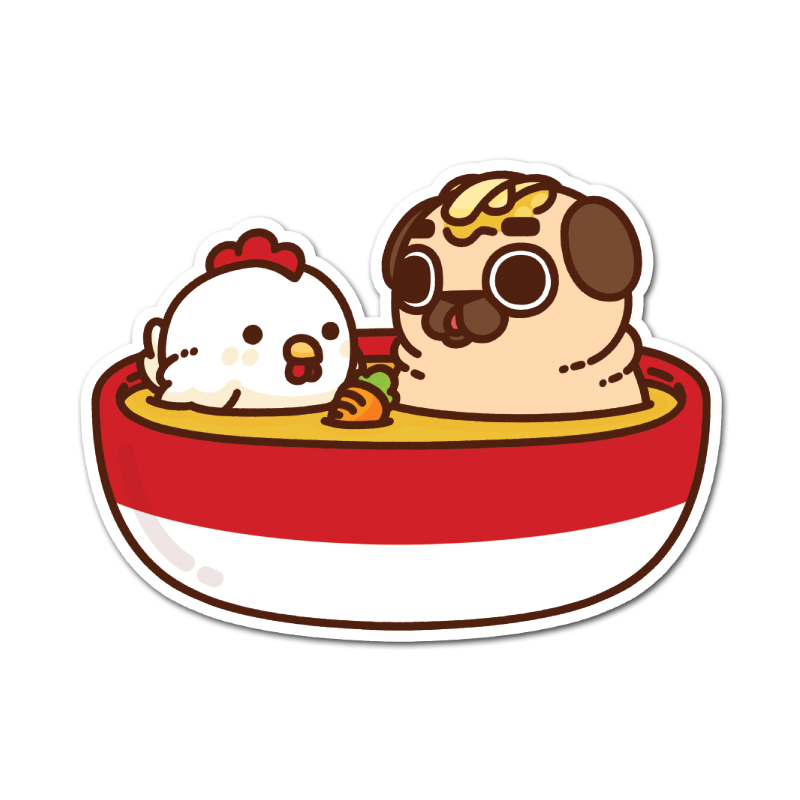 Chicken Noodle Pug Sticker