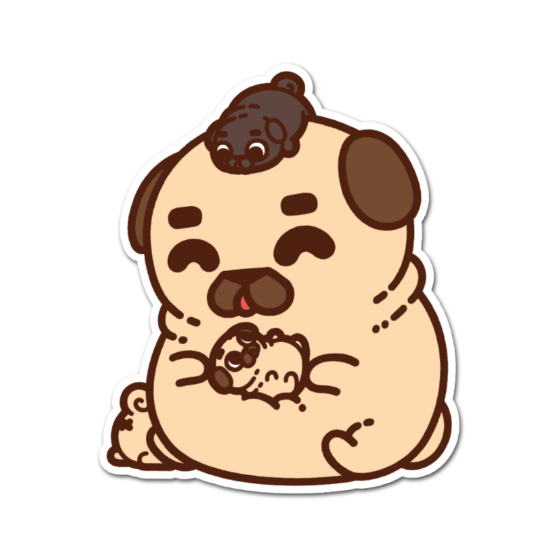 Comfy Tiny Puglies Sticker