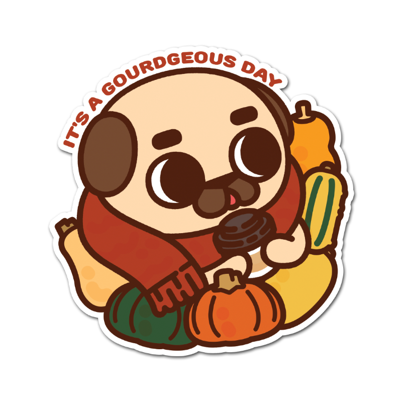 Gourdgeous Day Puglie Sticker