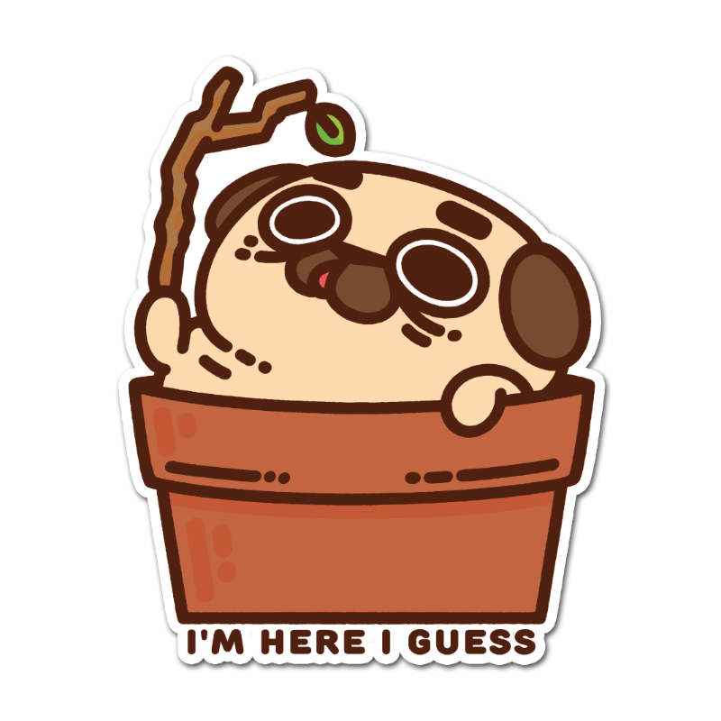 Hanging On Puglie Vinyl Sticker