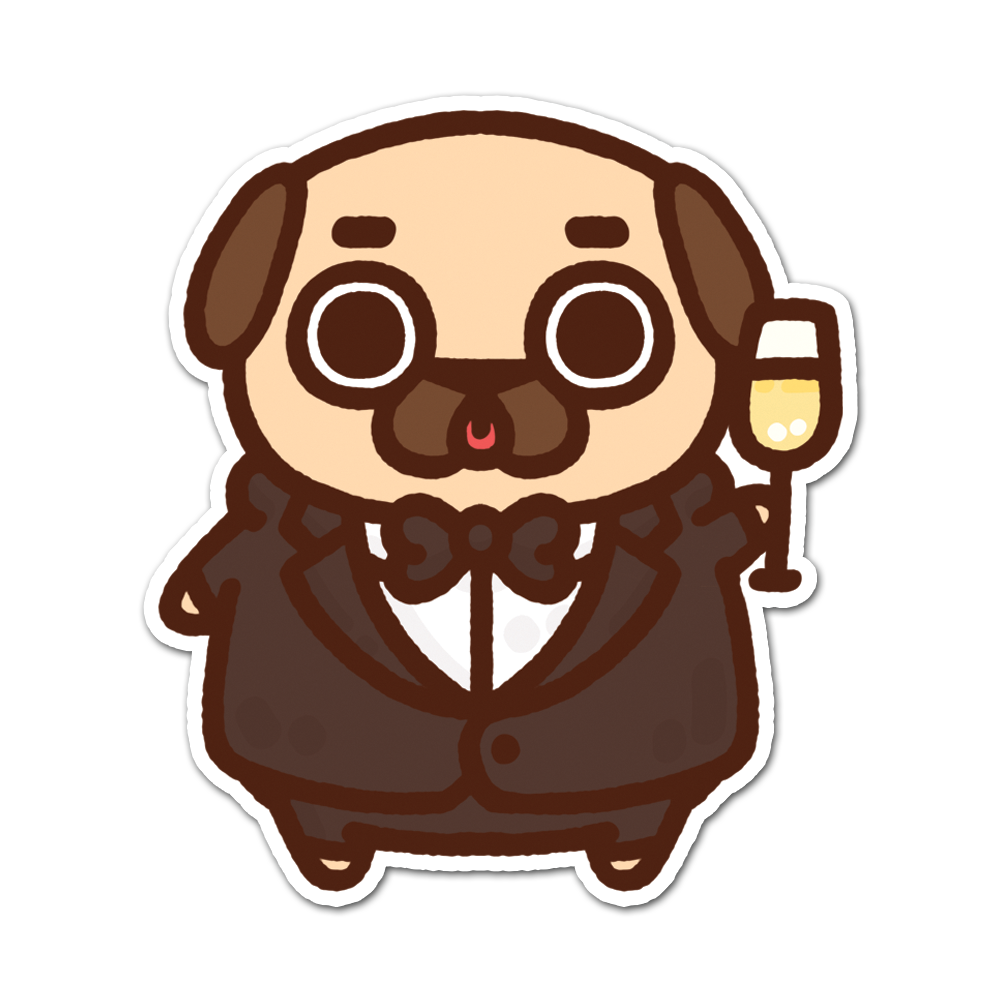Dapper Tuxedo Puglie Sticker