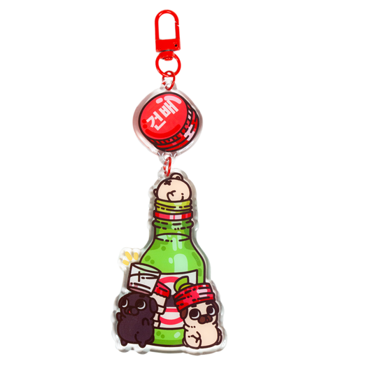 Soju Shot Mini Puglies Acrylic Keychain