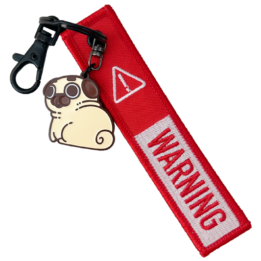 Beware of Idiot Puglie Keytag