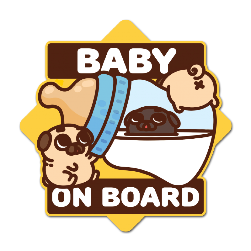 "Baby on Board" Puglie Bumper Sticker/Magnet