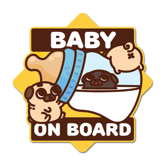 "Baby on Board" Puglie Bumper Sticker/Magnet