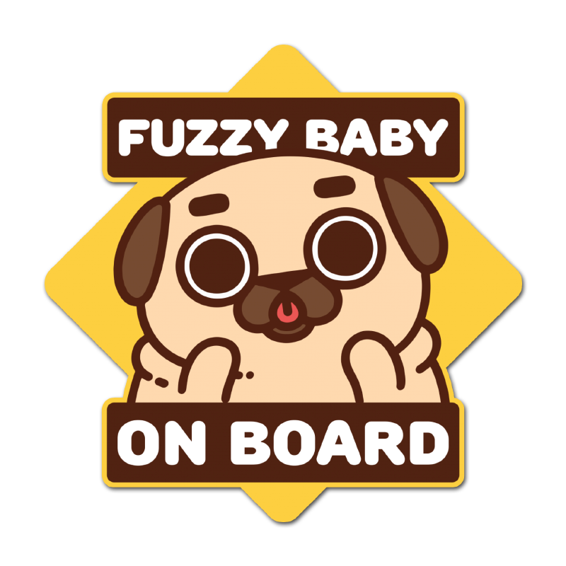"Fuzzy Baby on Board" Puglie Bumper Sticker/Magnet