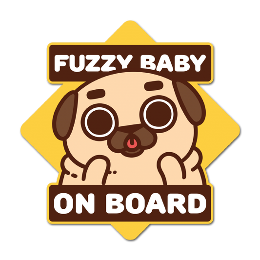 "Fuzzy Baby on Board" Puglie Bumper Sticker/Magnet