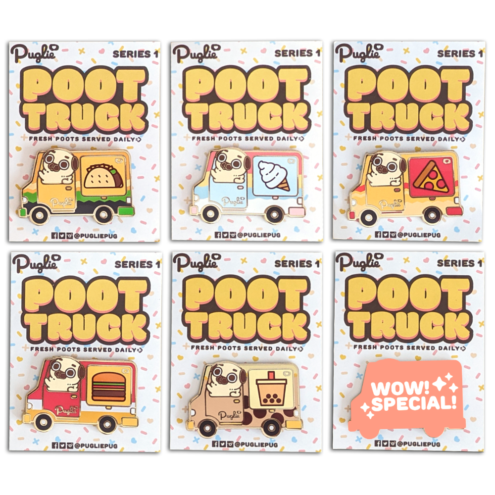 Puglie Poot Truck Blind Bag Collectible Pins (Series 1)