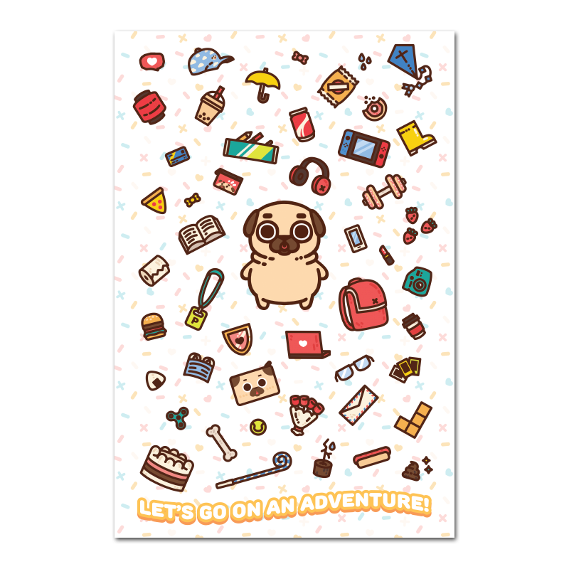 Let's Go On An Adventure Puglie Poster