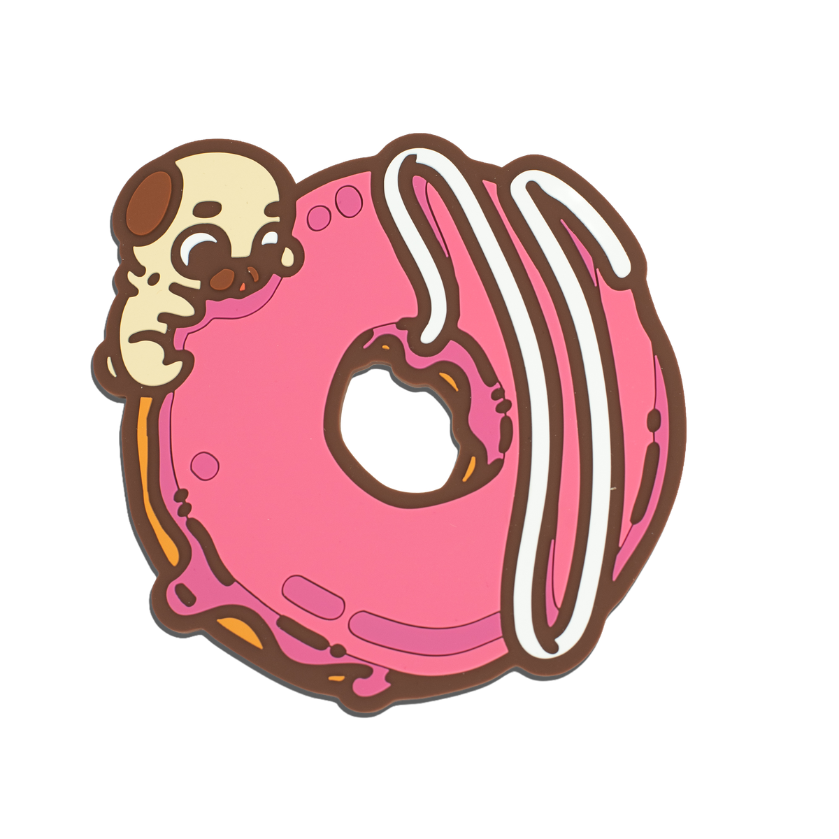 Strawberry Donut Puglie Silicone Coaster (PRESALE)