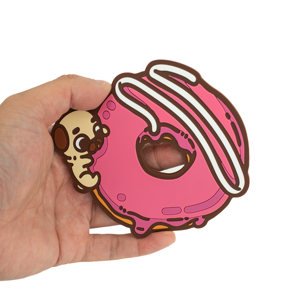 Strawberry Donut Puglie Silicone Coaster (PRESALE)