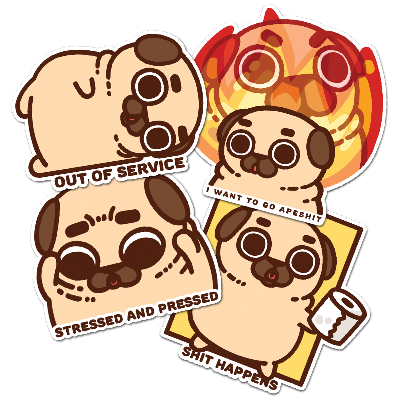 "Do Not Disturb" Puglie Sticker Pack
