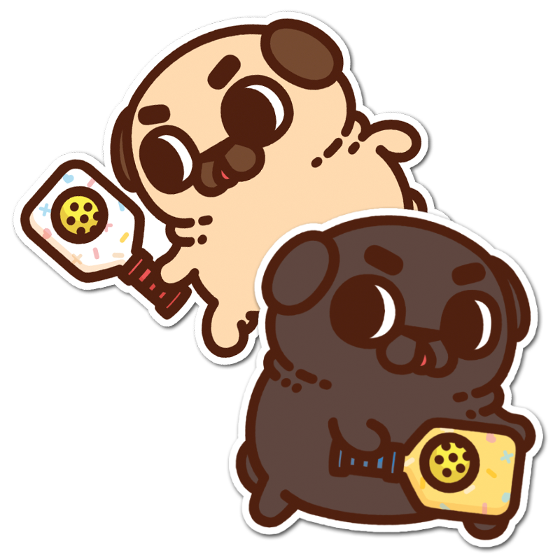"Pickleball Pals" Puglie & Ollie Vinyl Sticker Set