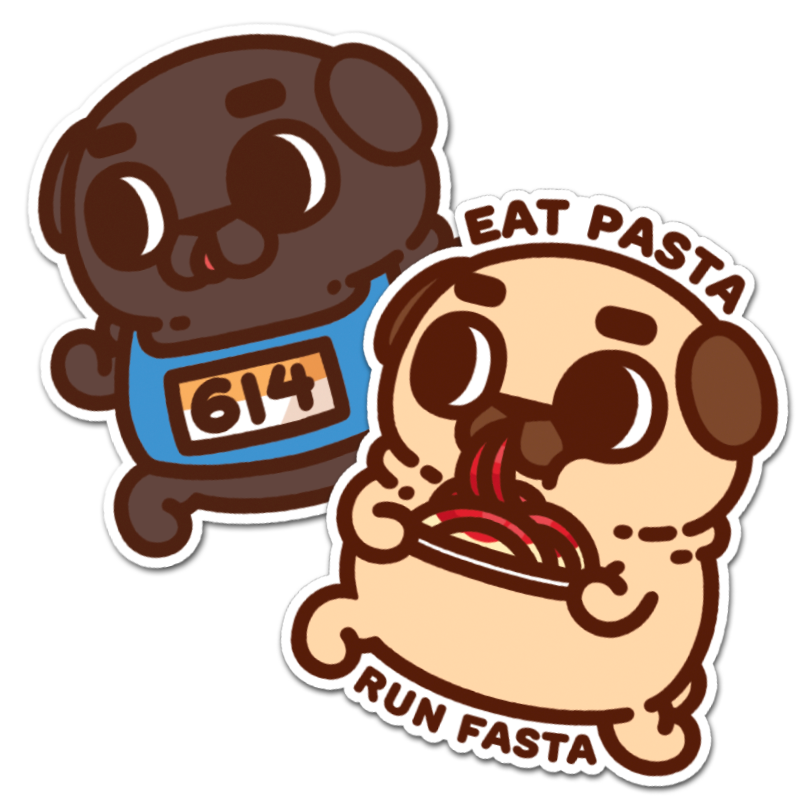 "Running Carb Club" Puglie & Ollie Vinyl Sticker Set