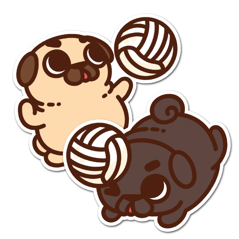 Volleyball Puglie & Ollie Vinyl Sticker Set