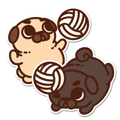 Volleyball Puglie & Ollie Vinyl Sticker Set