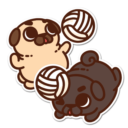 Volleyball Puglie & Ollie Vinyl Sticker Set