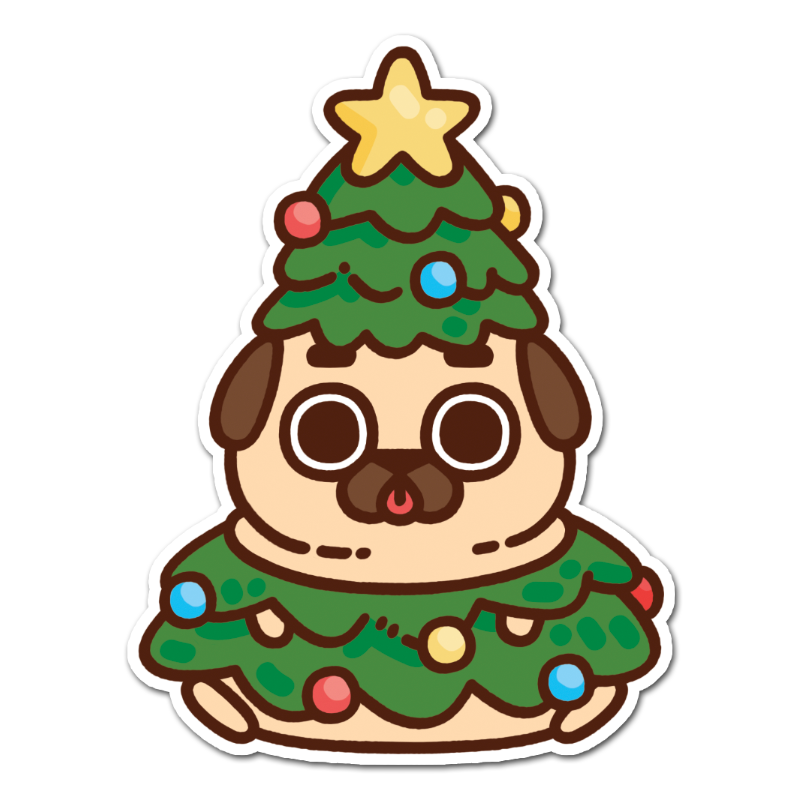 Christmas Tree Puglie Sticker