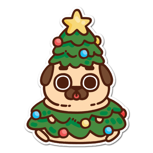 Christmas Tree Puglie Sticker