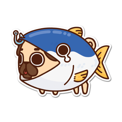 "Gone Fishing" Puglie Vinyl Sticker Set