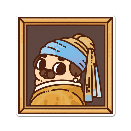 Pug with a Pearl Earring Puglie Sticker