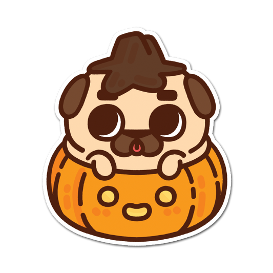 Pumpkin Peek Puglie Sticker