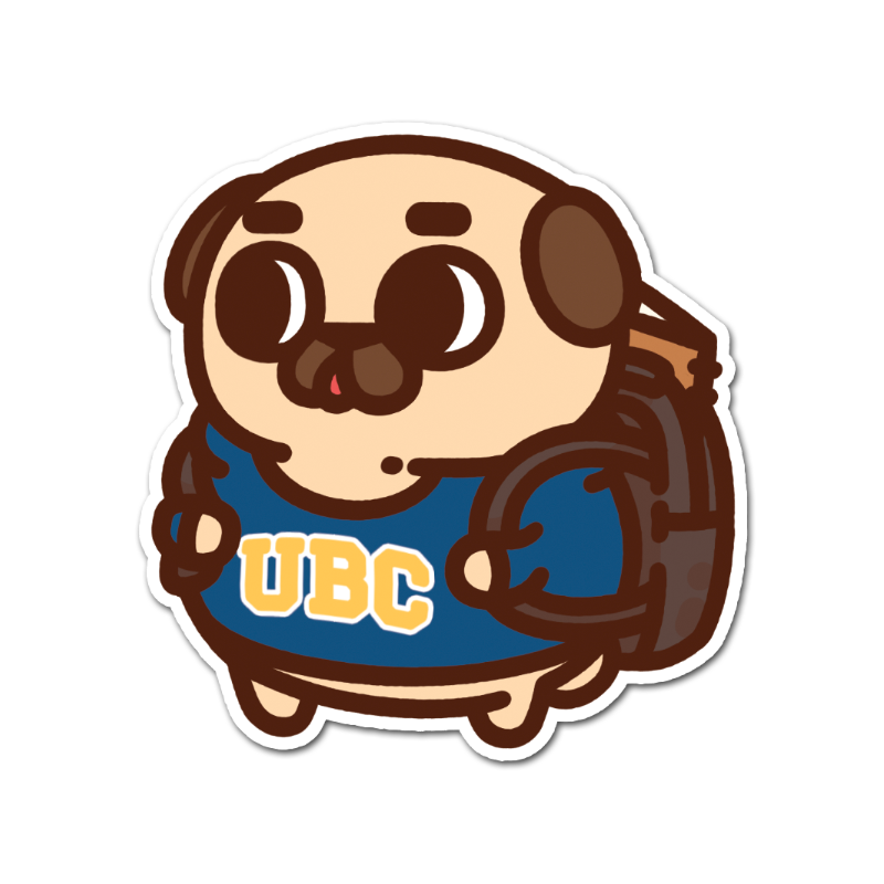 UBC Student Puglie Vinyl Sticker