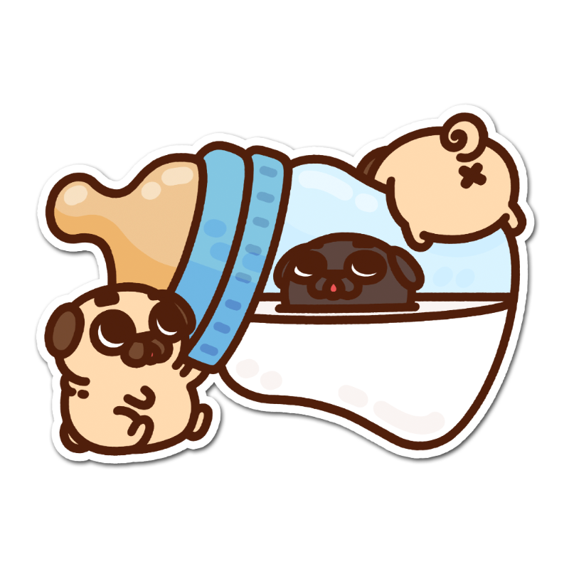 Baby Bottle Mini Puglies Vinyl Sticker