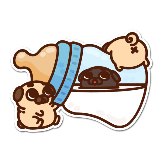 Baby Bottle Mini Puglies Vinyl Sticker