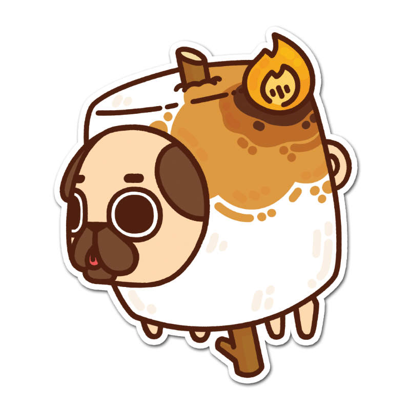Marshmallow Puglie Vinyl Sticker