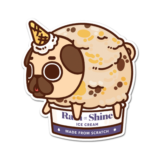 Rain or Shine Puglie Sticker