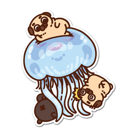 Mini Jellyfish Puglie Vinyl Sticker