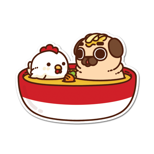 Chicken Noodle Pug Sticker
