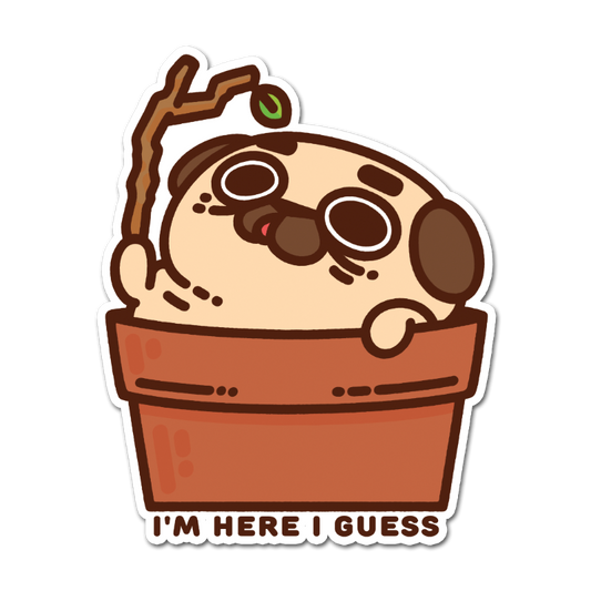 Hanging On Puglie Vinyl Sticker