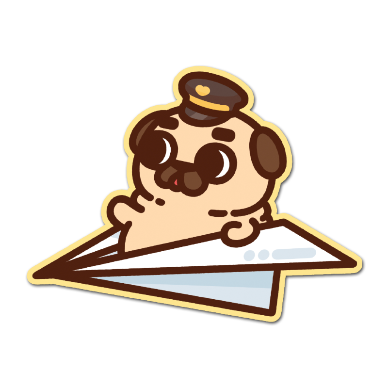 Paper Plane Puglie Vinyl Sticker