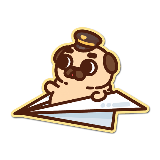 Paper Plane Puglie Vinyl Sticker
