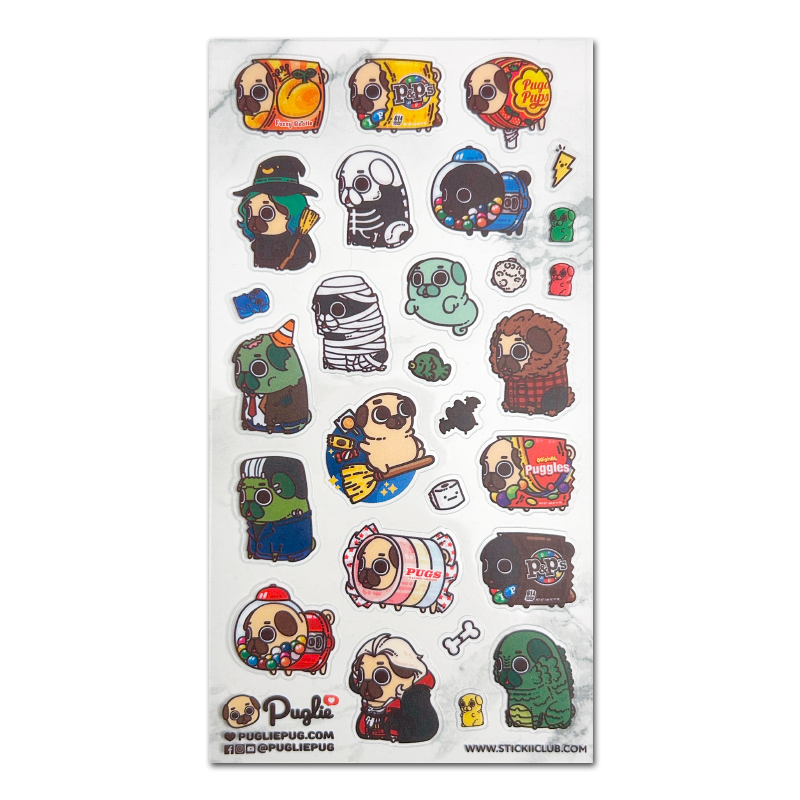 Stickii Club Halloween Puglie Clear Sticker Sheet