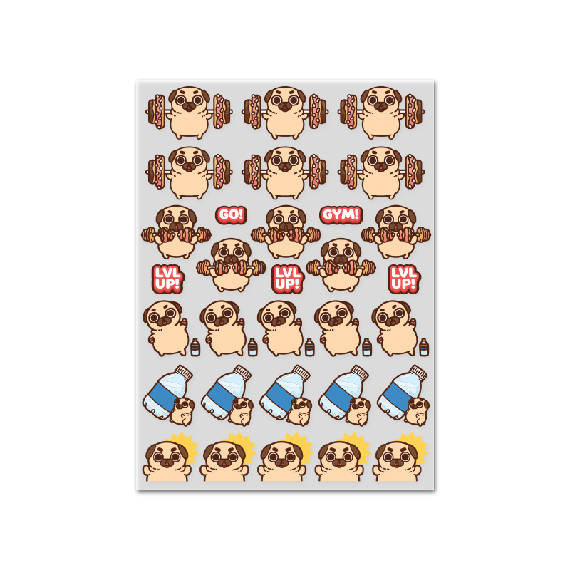 Puglie Workout Vinyl Sticker Sheet