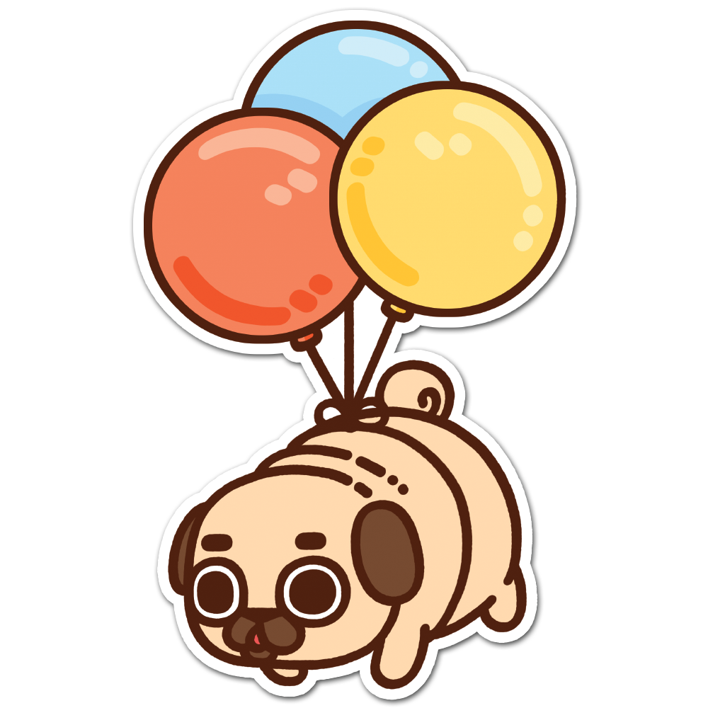 Balloon Floatie Puglie Sticker