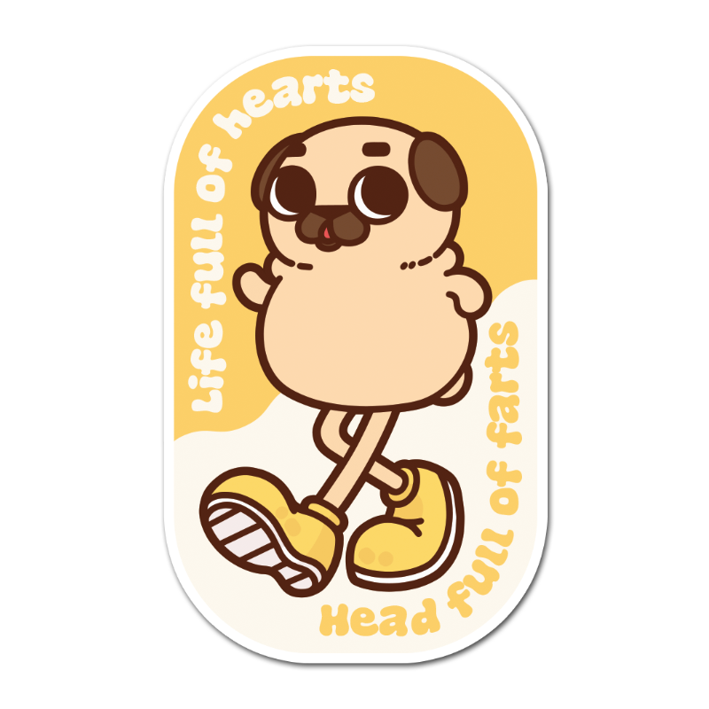 Full Hearts Full Farts Puglie Sticker