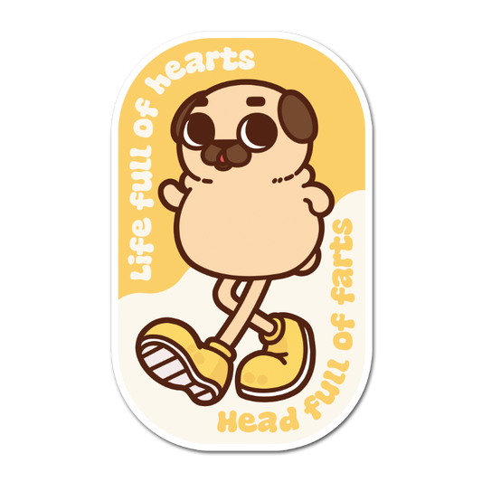 Full Hearts Full Farts Puglie Sticker