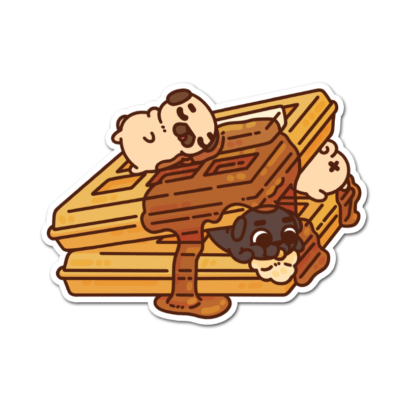 Waffle Wonderland Mini Puglies Sticker